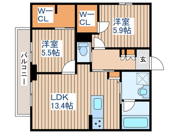 ベレオK美田園の物件間取画像